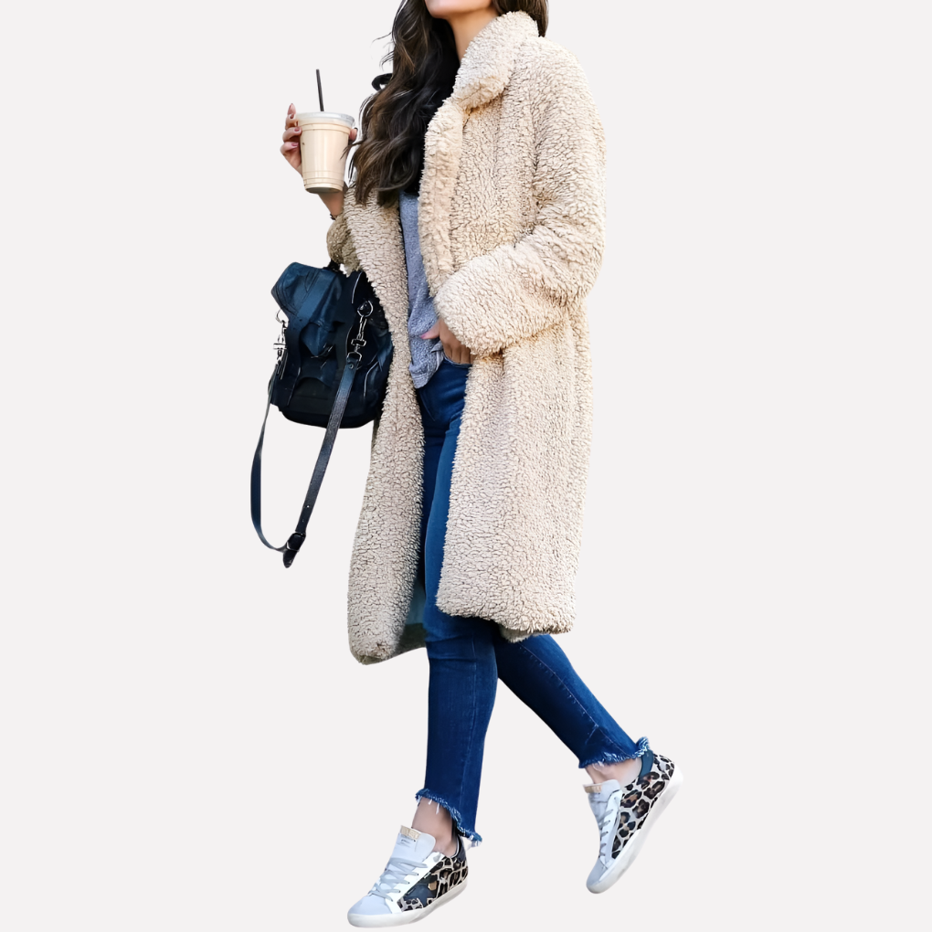 Cappotto lungo in teddy da donna