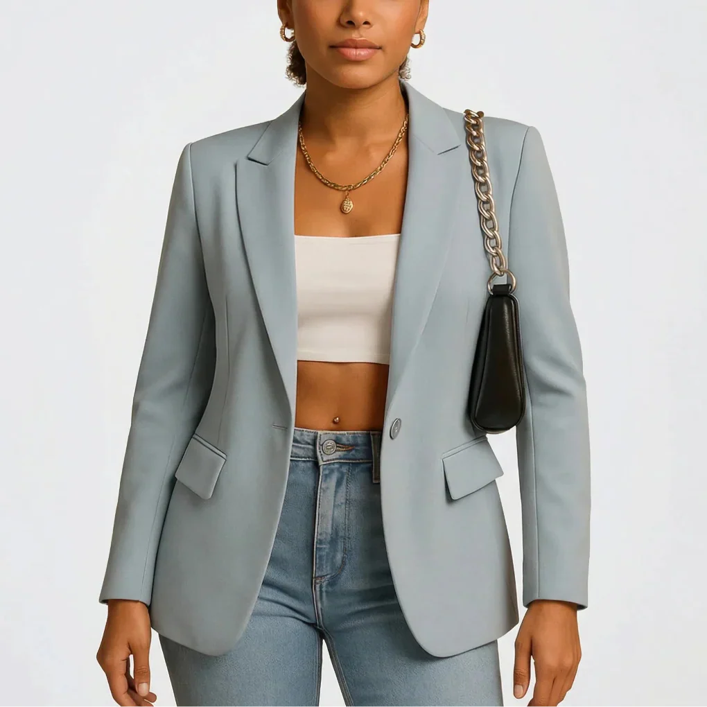 Blazer Strutturato Donna a Un Pulsante