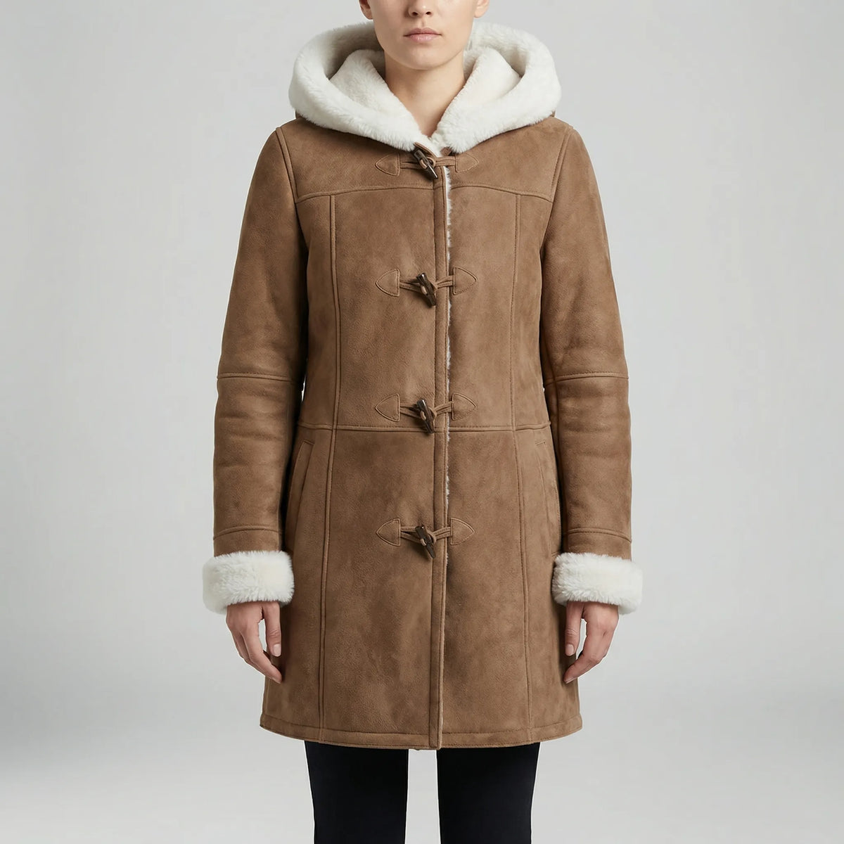 Colvara - Cappotto con Cappuccio a Toggle di Lunghezza Media