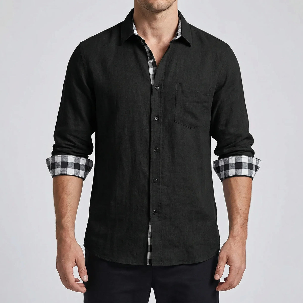 Camicia Casual con Bottoni a Manica Lunga
