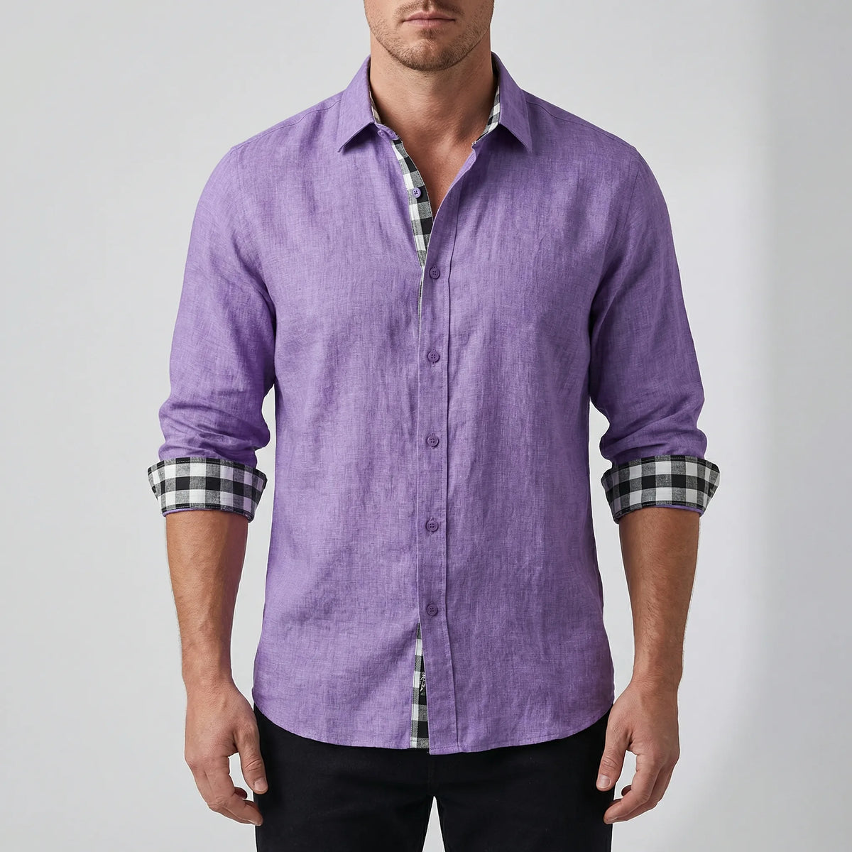 Camicia Casual con Bottoni a Manica Lunga