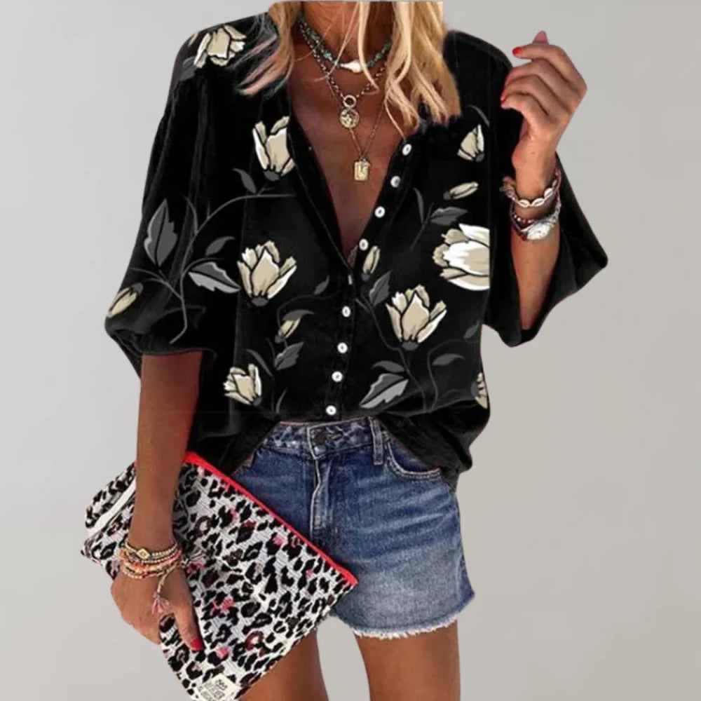 Blusa estiva a fiori da donna