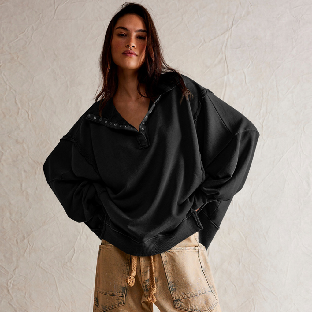 Maglia oversize con scollo serafino e spacchi laterali da donna