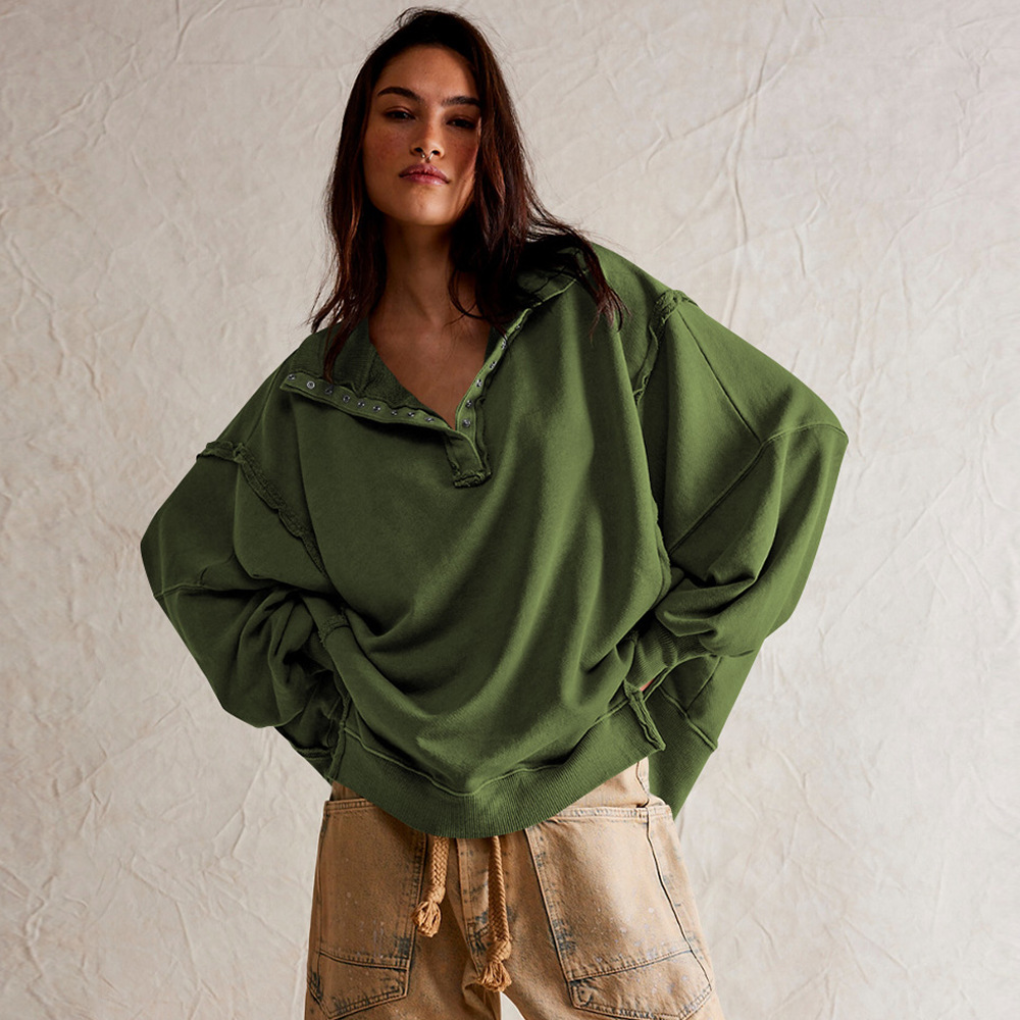 Maglia oversize con scollo serafino e spacchi laterali da donna