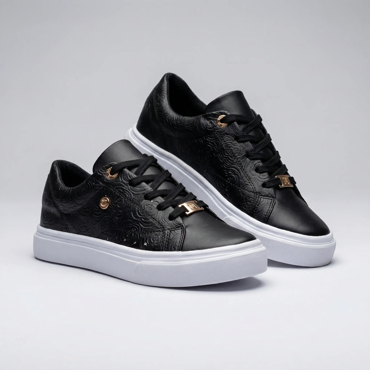 Sneaker in Pelle Embossed con Piattaforma