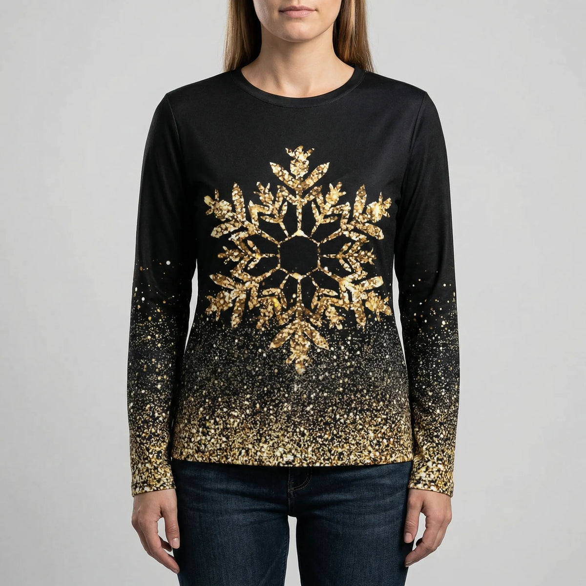 Maglia Grafica Festiva a Manica Lunga per Donne