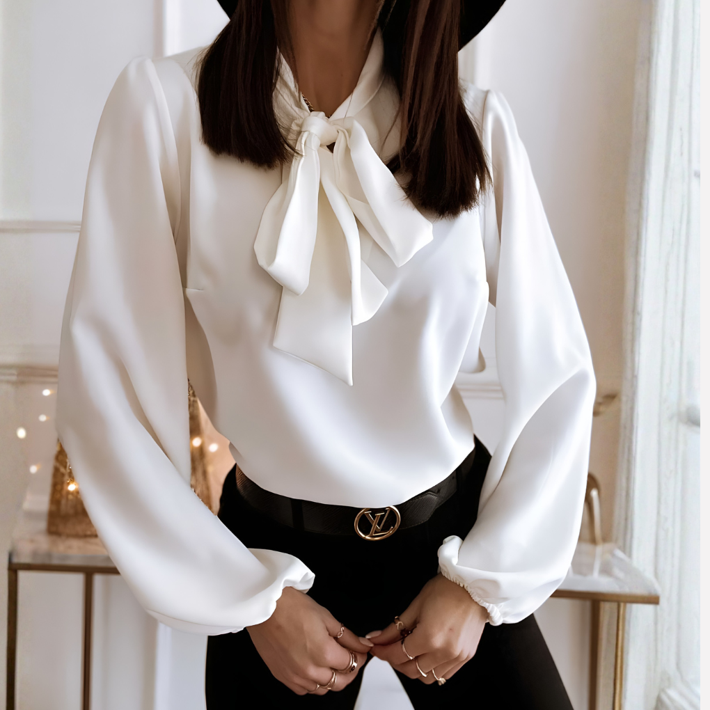 Blusa con fiocco al collo da donna