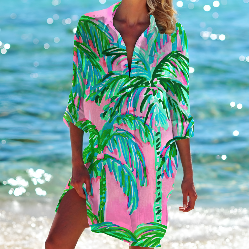 Abito corto boho in tessuto leggero da donna