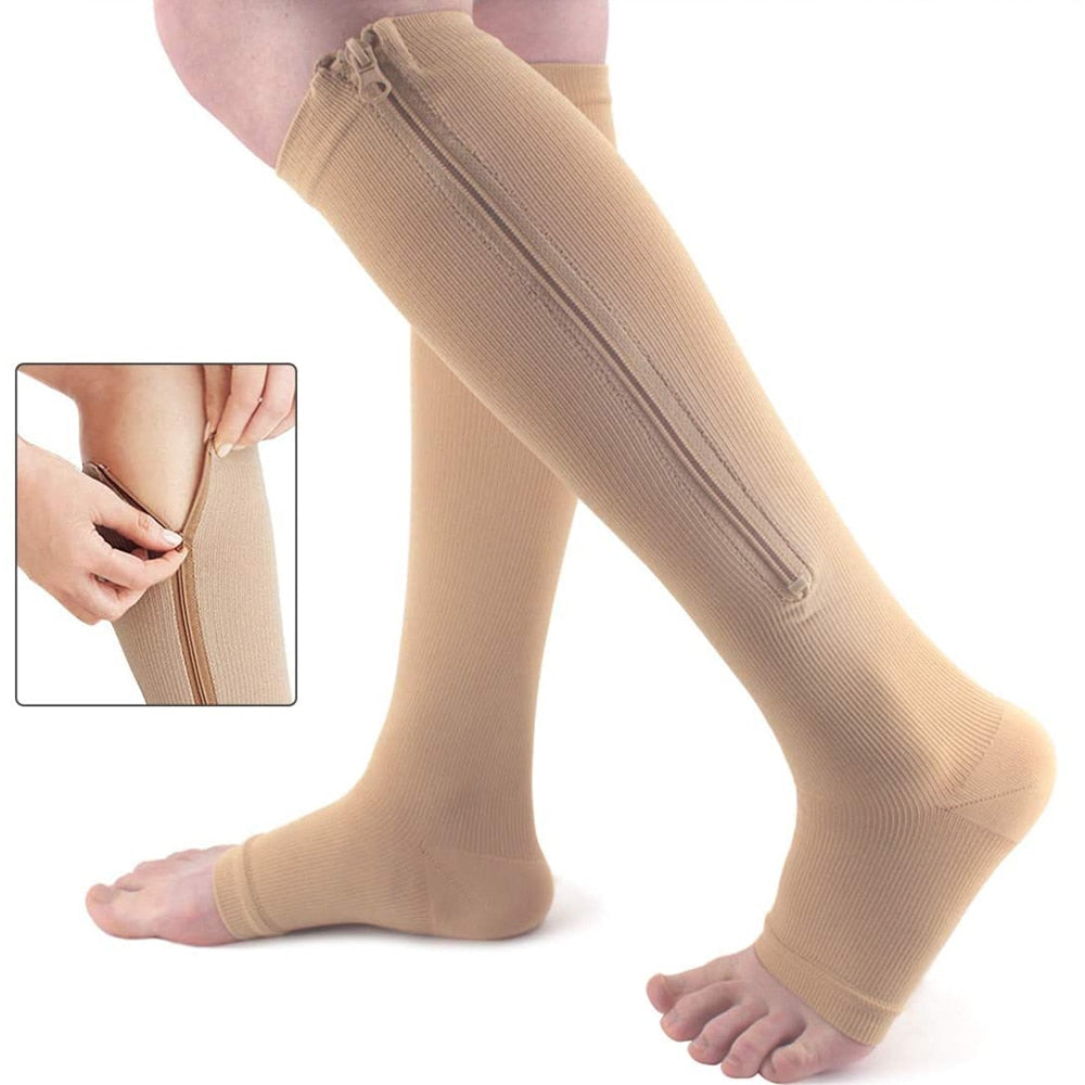 Calze a compressione con zip laterale
