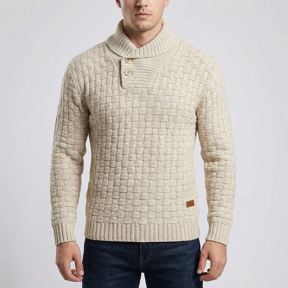 Maglione Uomo con Bottoni a Mezzo Collo