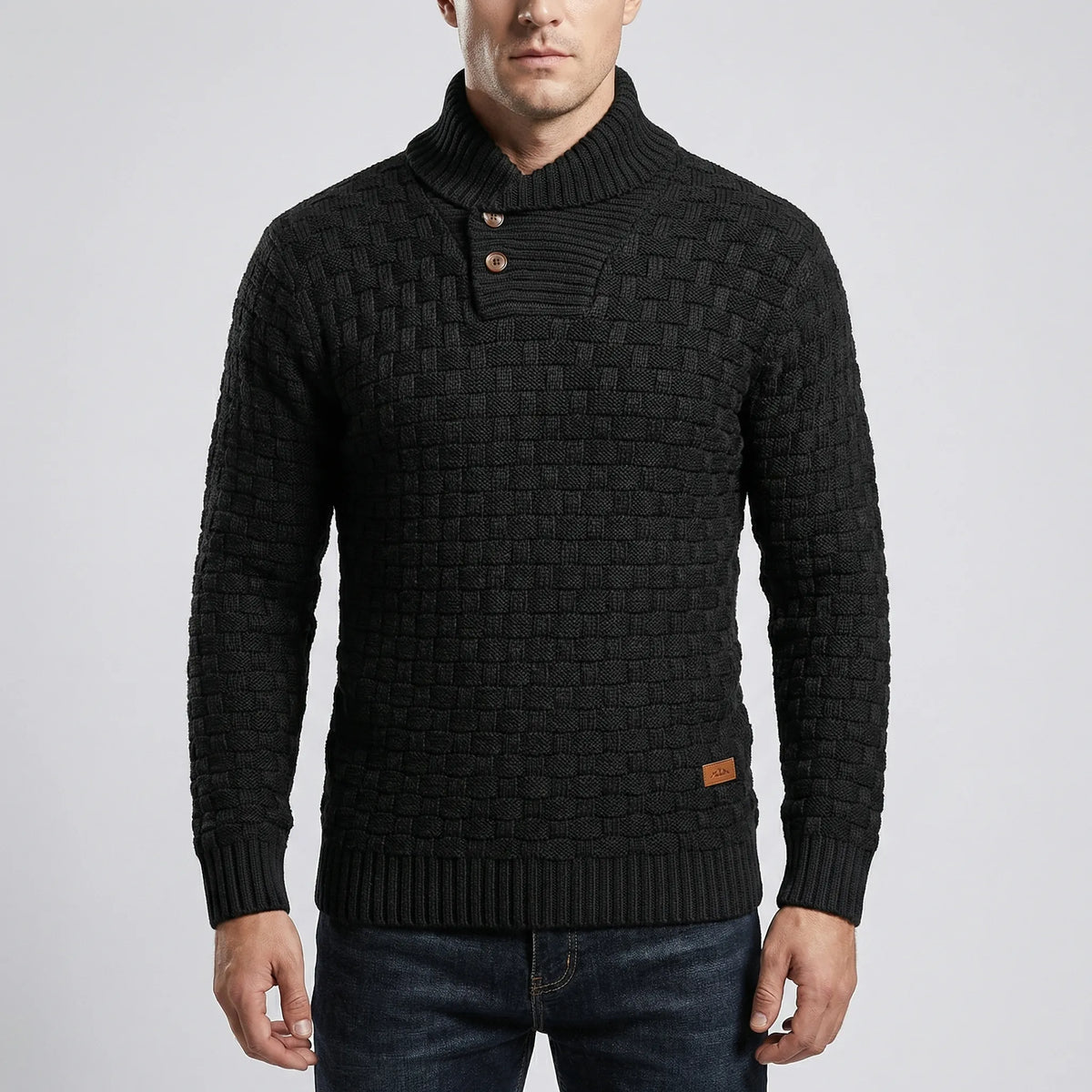 Maglione Uomo con Bottoni a Mezzo Collo