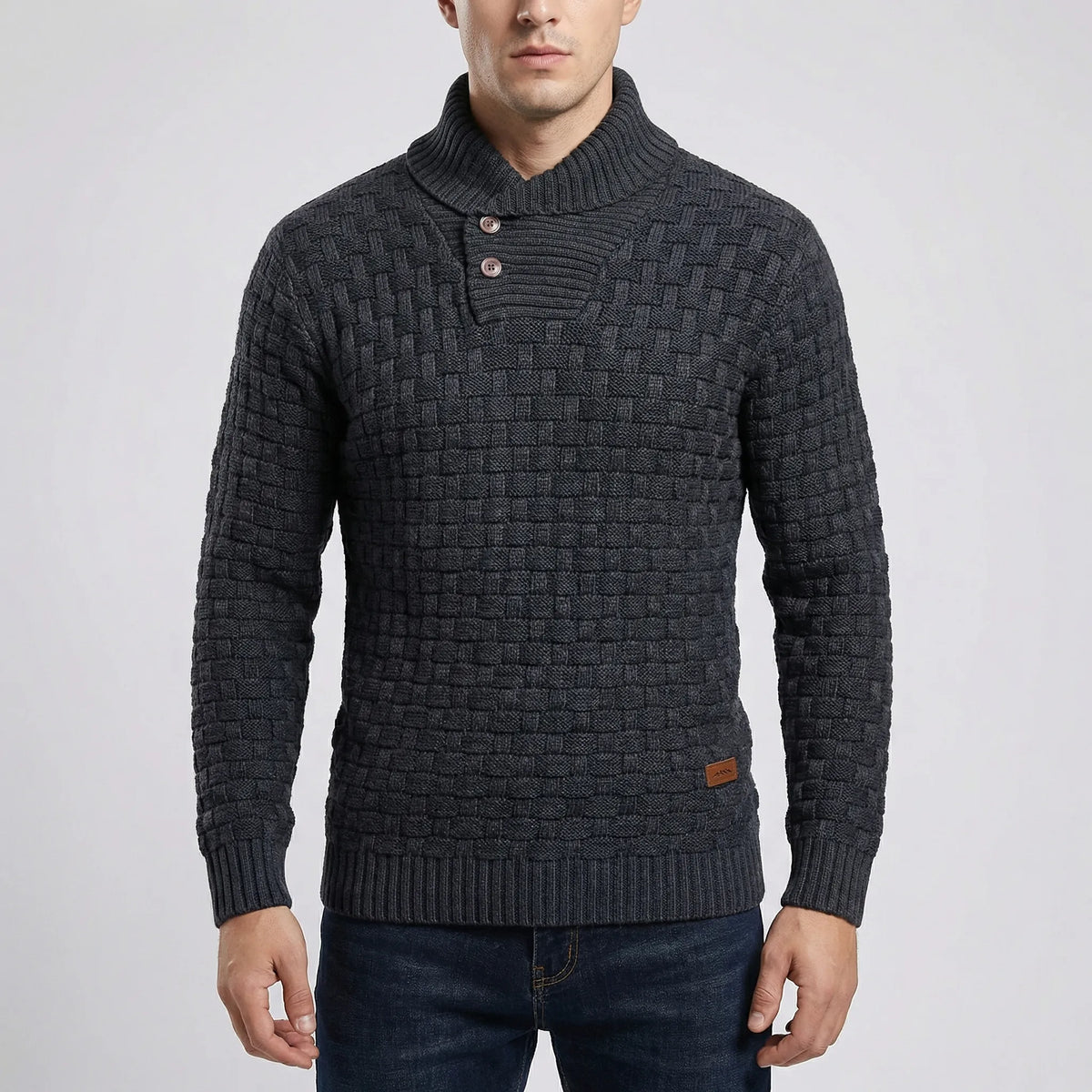 Maglione Uomo con Bottoni a Mezzo Collo