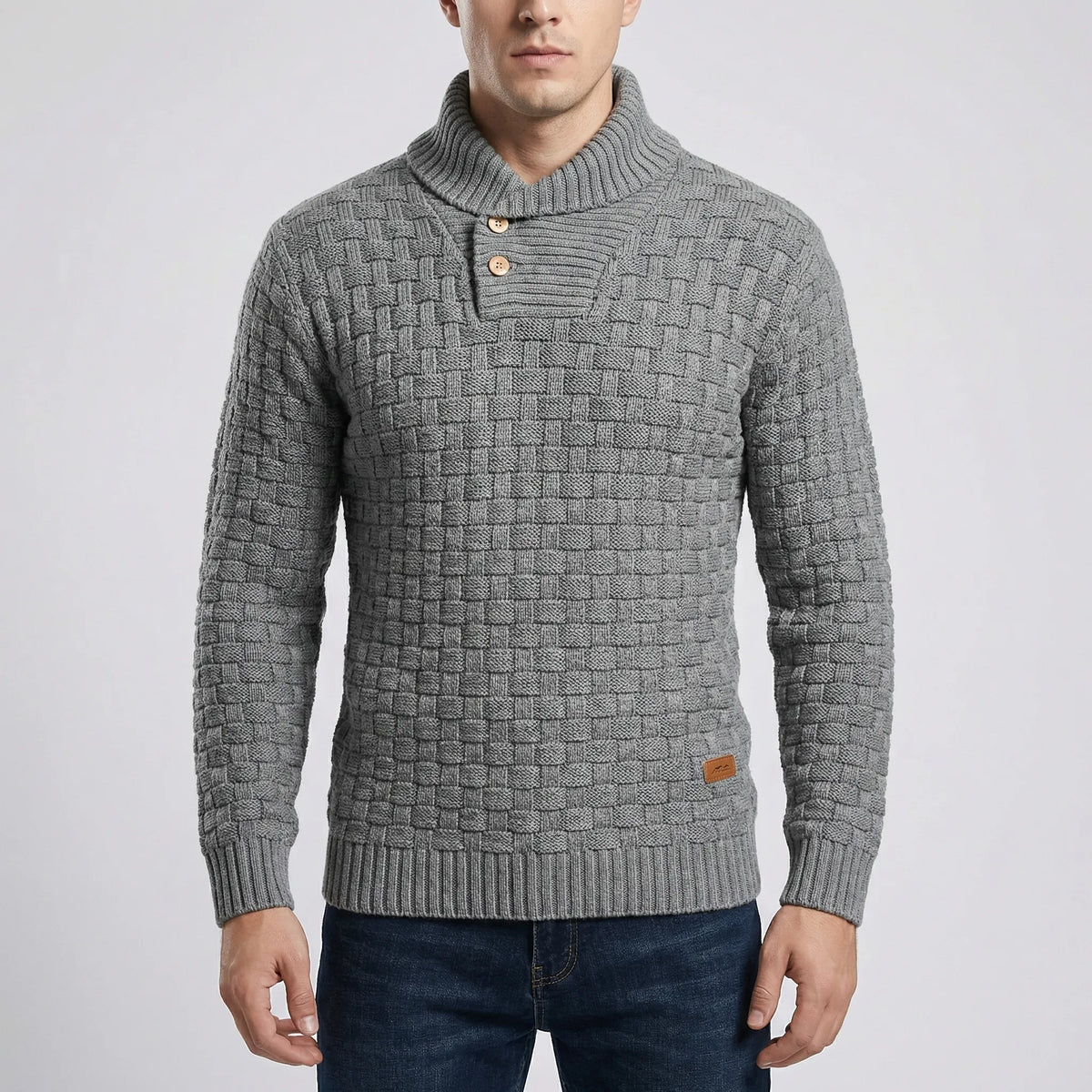 Maglione Uomo con Bottoni a Mezzo Collo