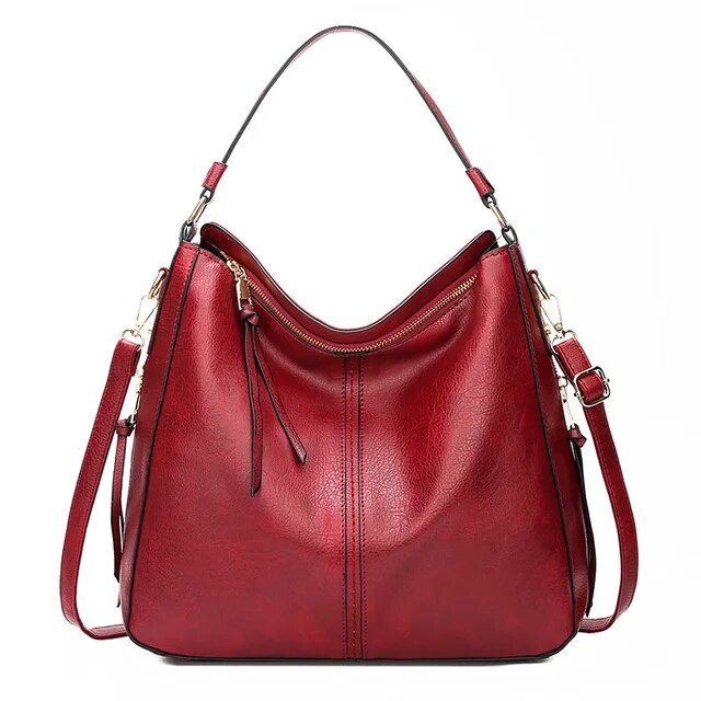 Borsa a Spalla in Pelle Classica con Dettagli Oro Sleek