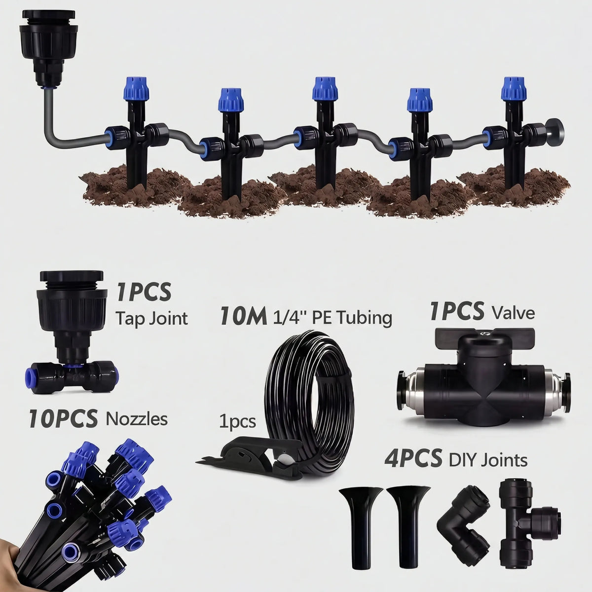 Kit di irrigazione a goccia modulare per giardini