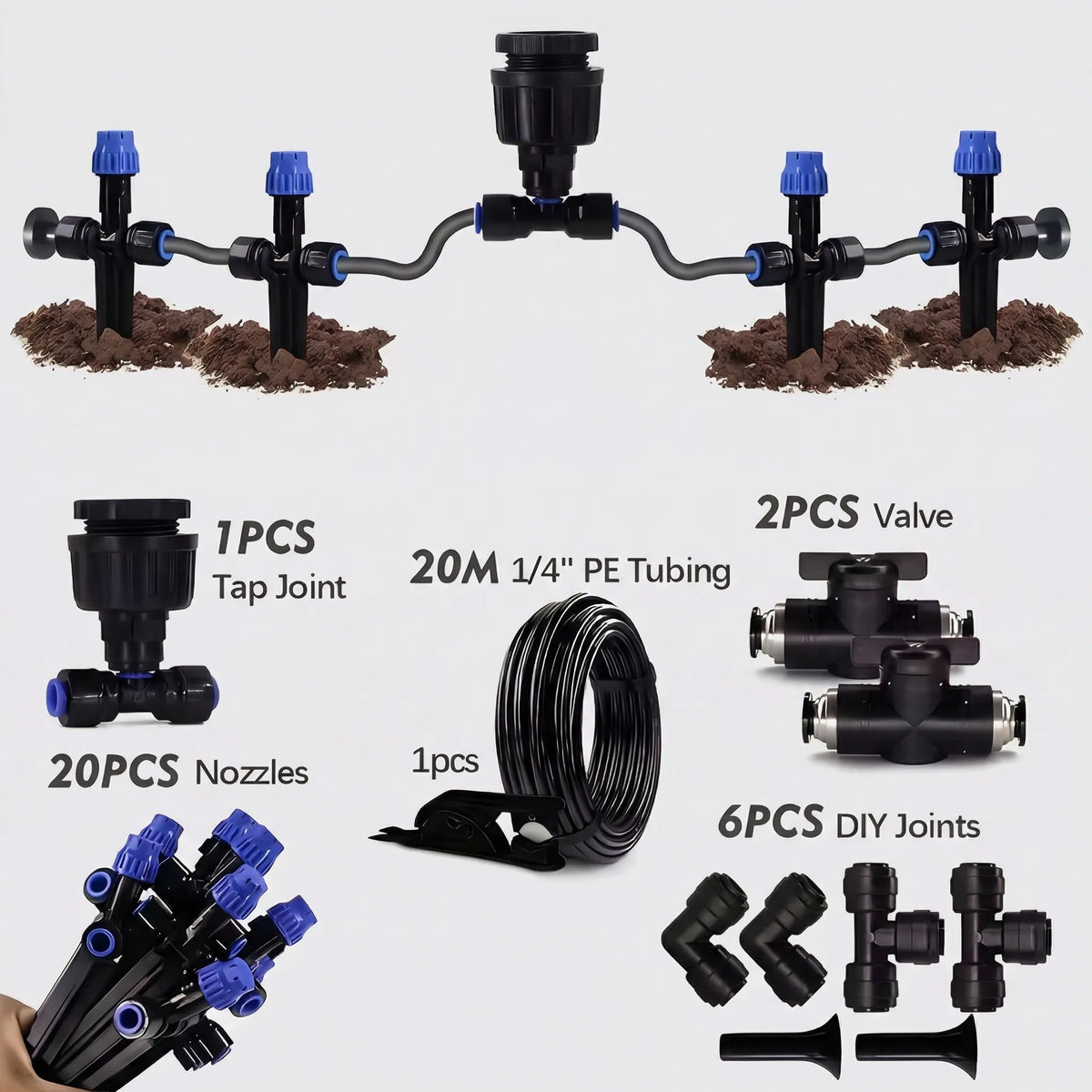 Kit di irrigazione a goccia modulare per giardini