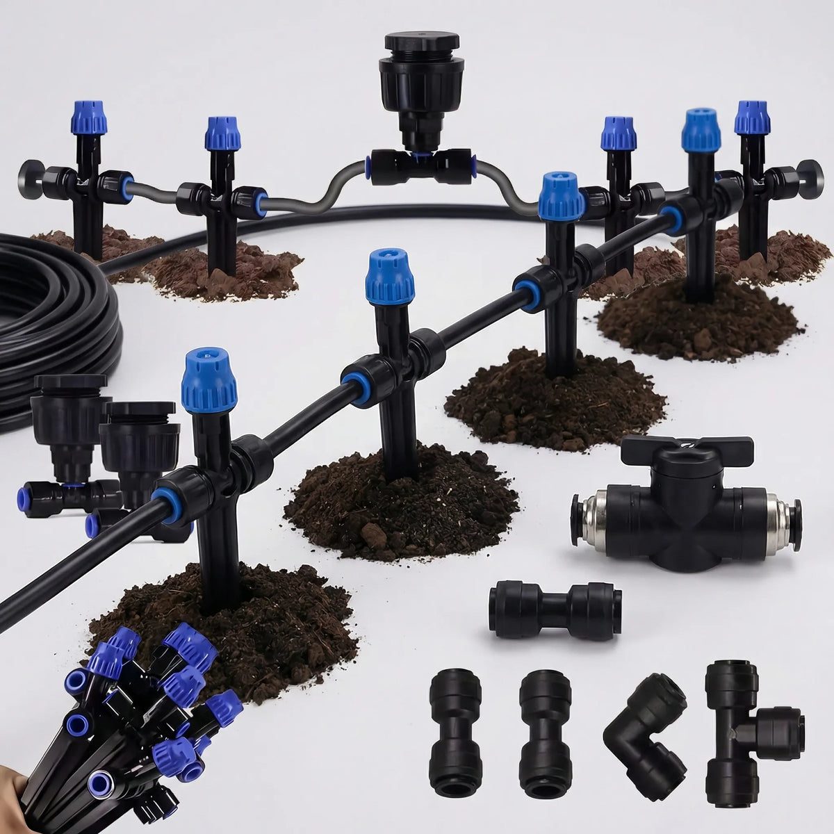 Kit di irrigazione a goccia modulare per giardini