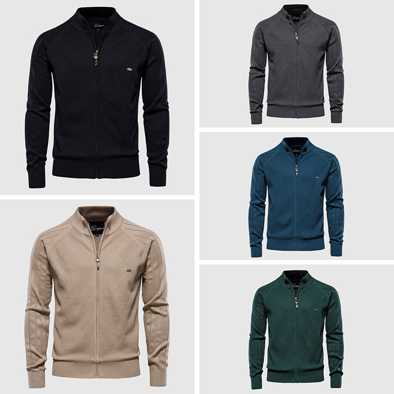 Zyan – Cardigan a Zip Completa per Uomo in Cotone