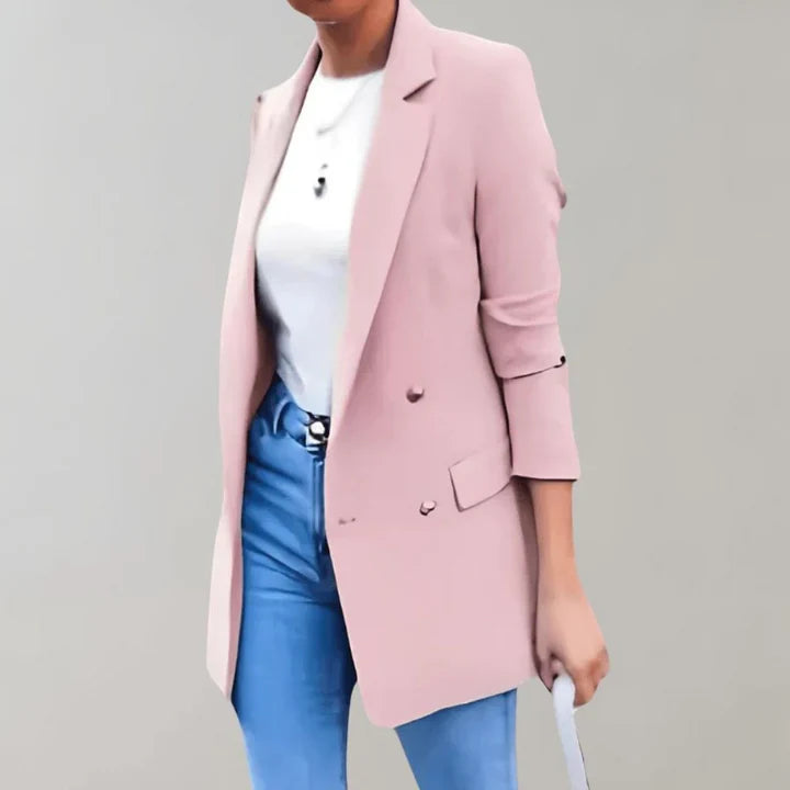 Blazer sciancrato con revers da donna