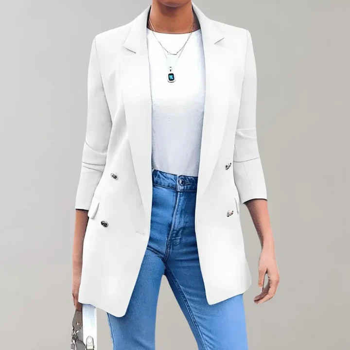 Blazer sciancrato con revers da donna