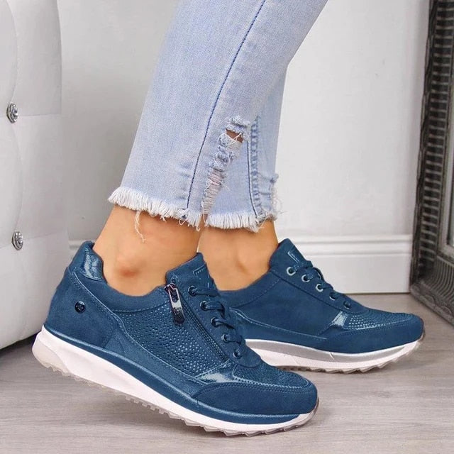 Sneakers ergonomiche in rete con zip da donna