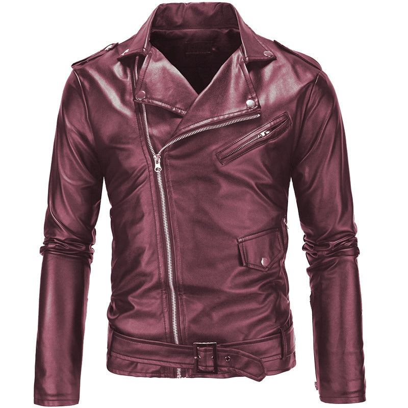 Giacca biker in pelle con zip asimmetrica da uomo
