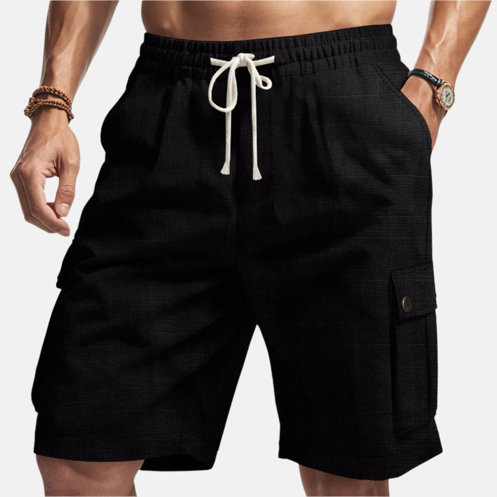 Bermuda cargo in misto lino con coulisse da uomo