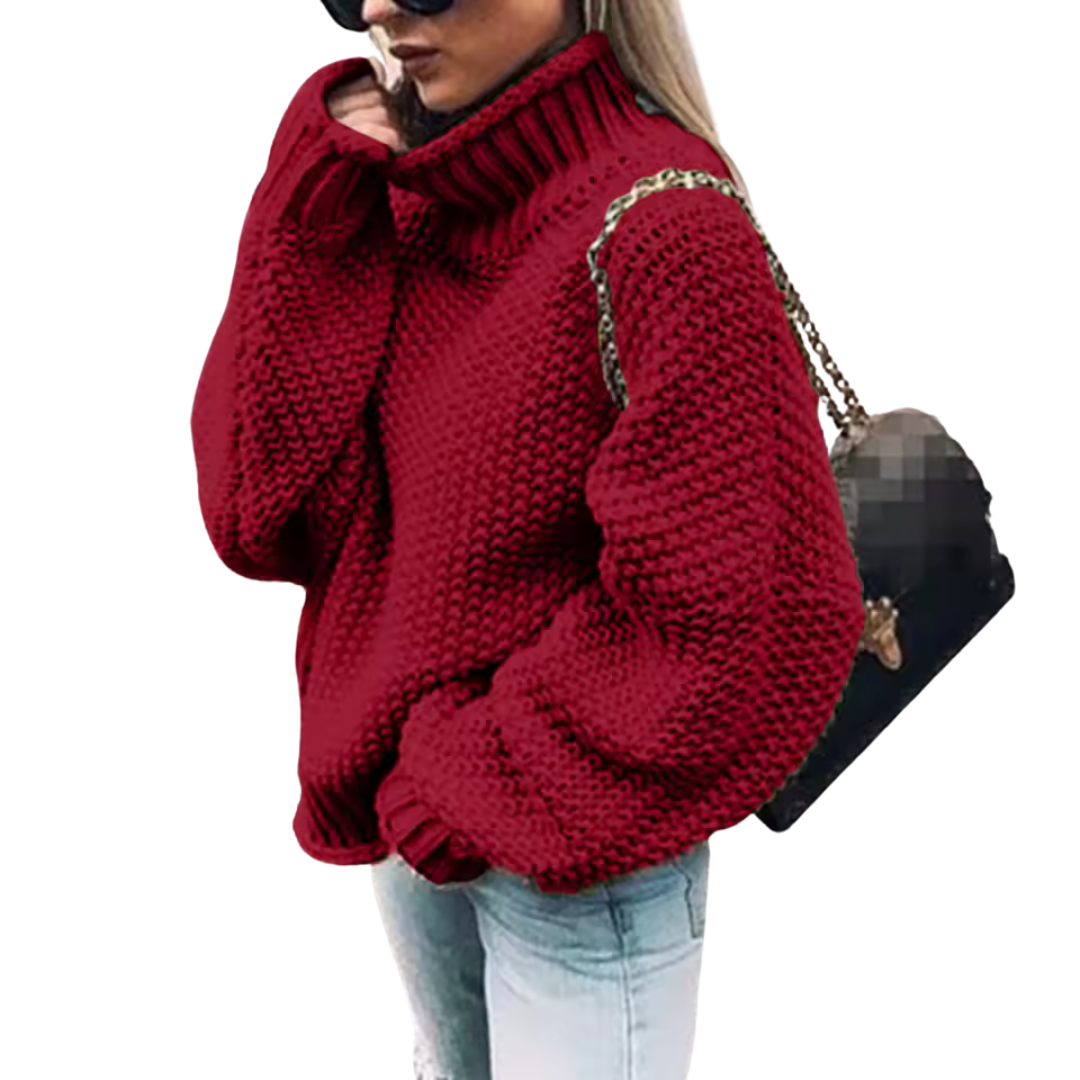 RIVA - Maglione a collo alto lavorato a maglia da donna