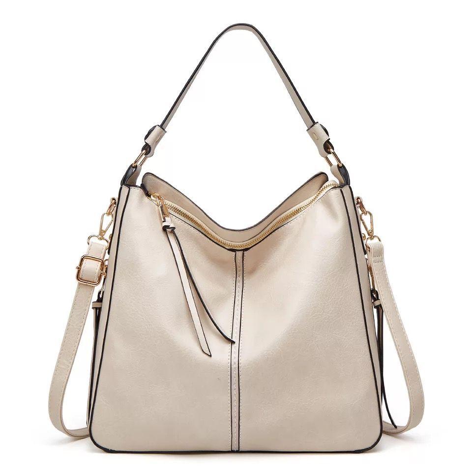 Borsa a Spalla in Pelle Classica con Dettagli Oro Sleek