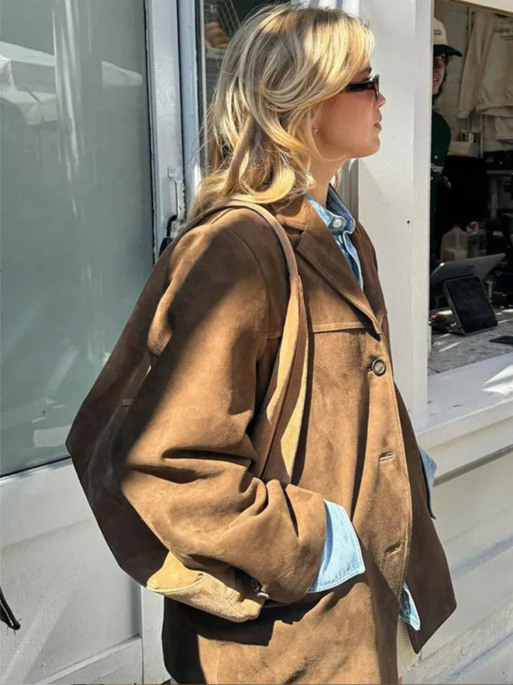 Giacca scamosciata classica da donna