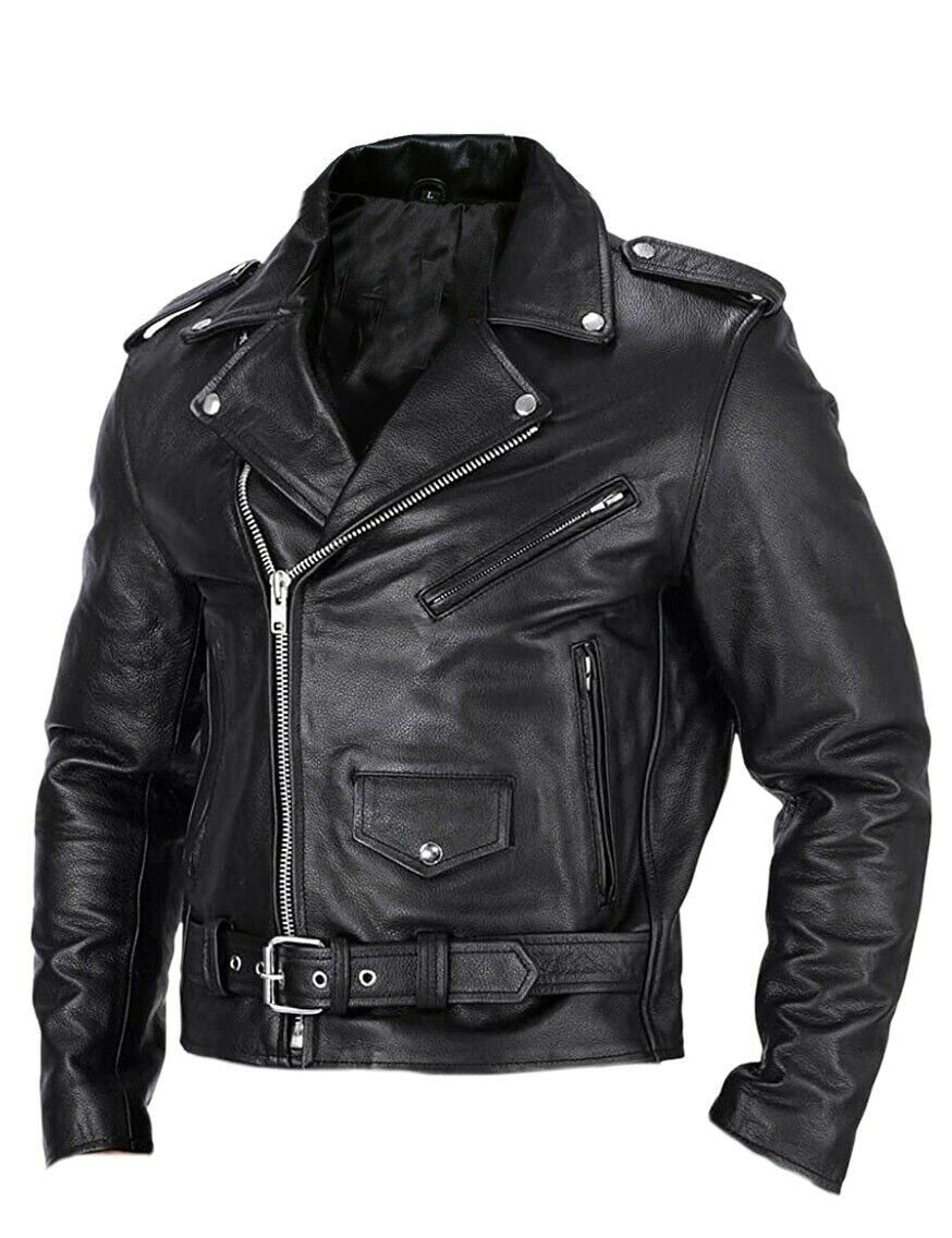 Giacca biker in pelle con zip asimmetrica da uomo