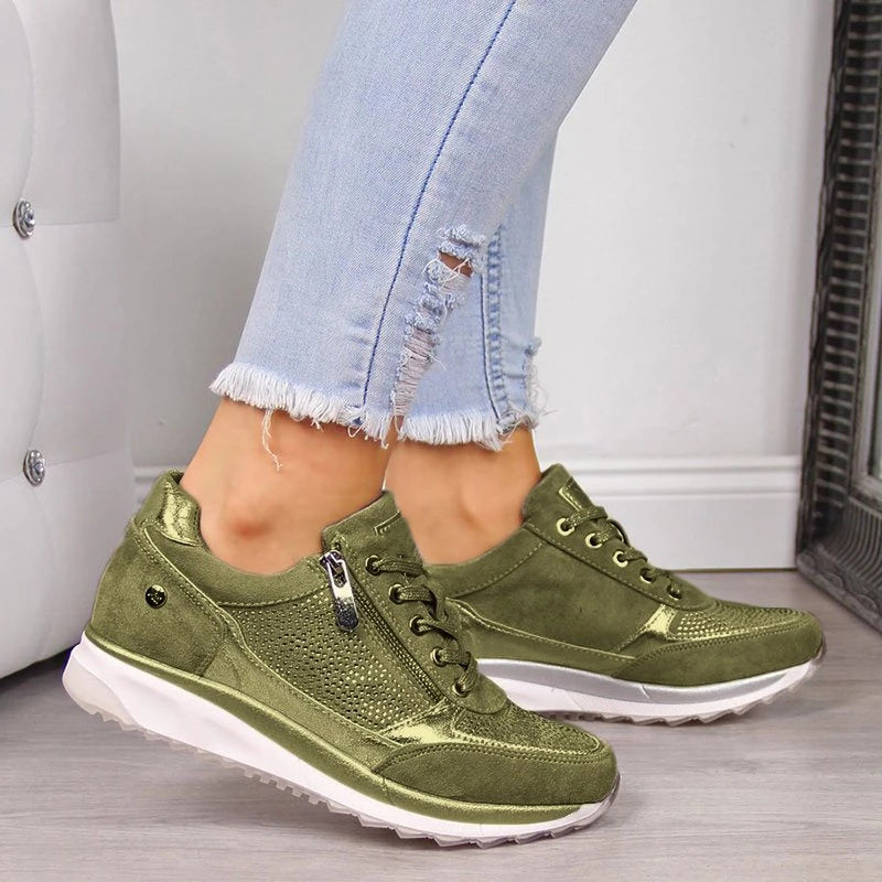 Sneakers ergonomiche in rete con zip da donna