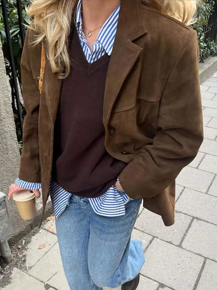 Giacca scamosciata classica da donna