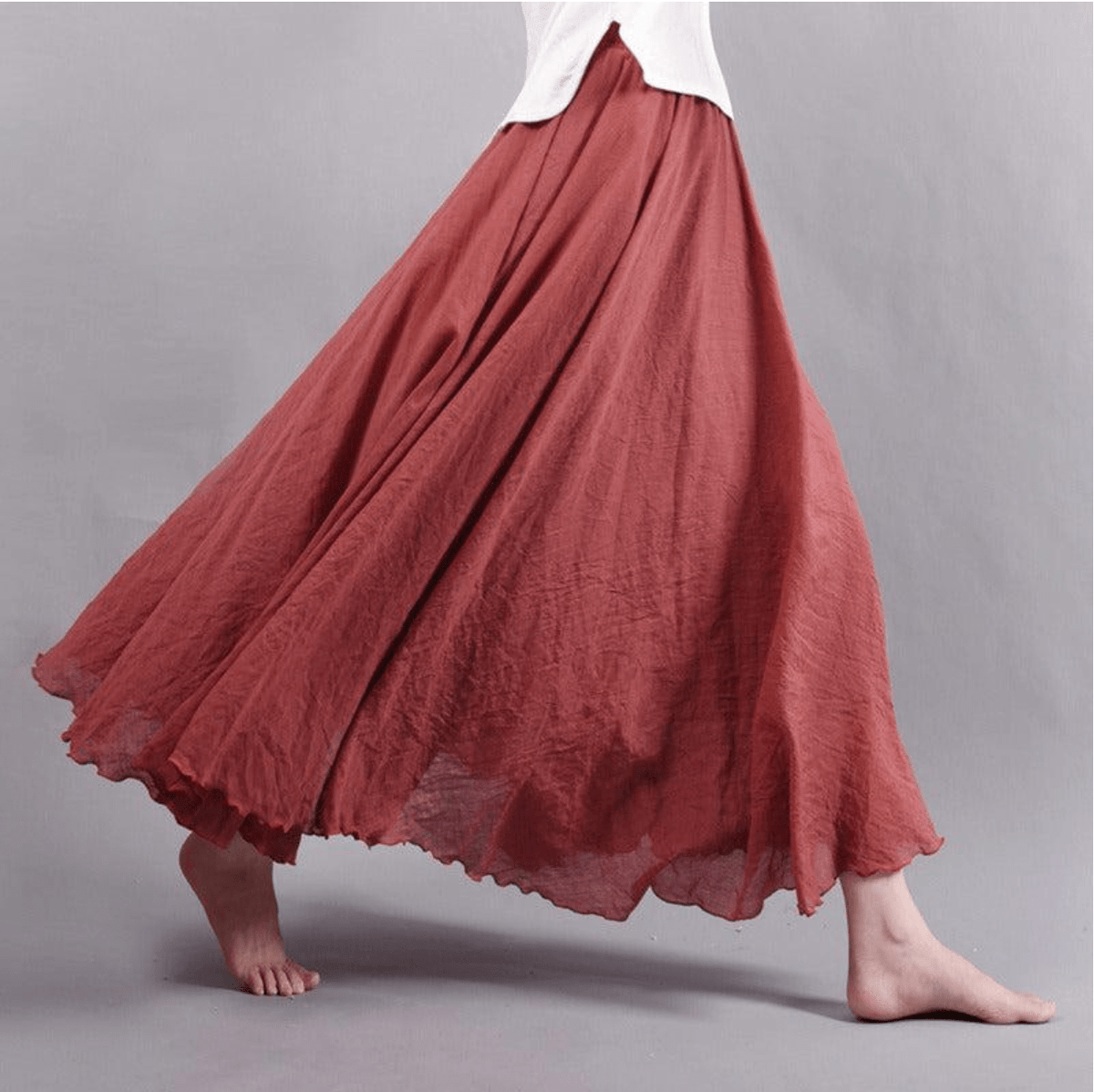 Gonna lunga in lino stile boho da donna