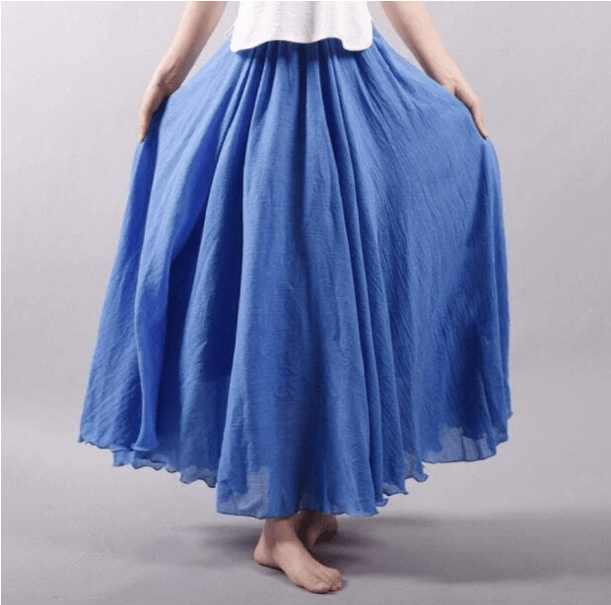 Gonna lunga in lino stile boho da donna