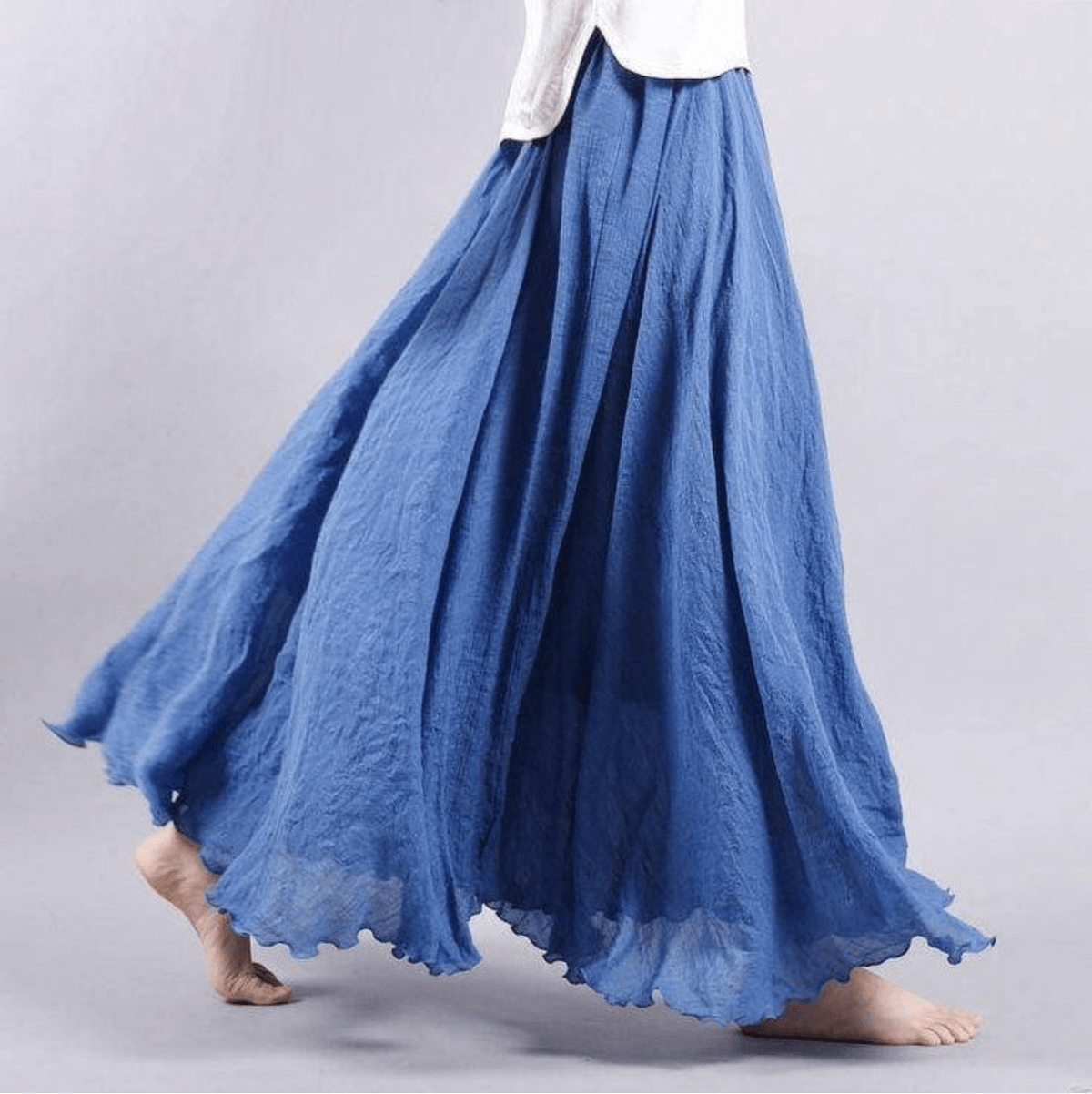 Gonna lunga in lino stile boho da donna