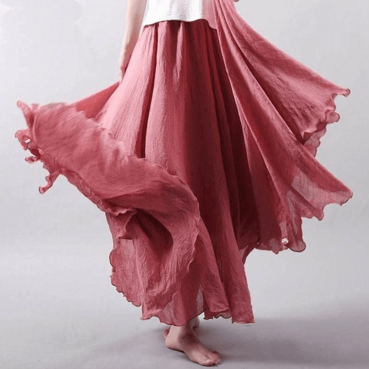 Gonna lunga in lino stile boho da donna