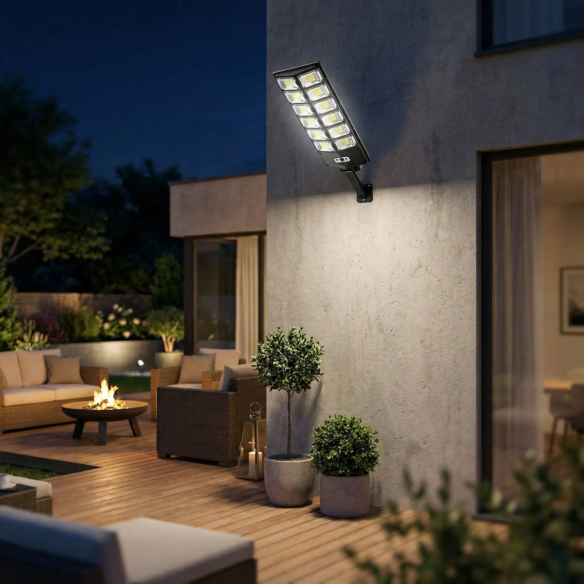 Lampione solare da esterno a parete IP65 con sensore crepuscolare