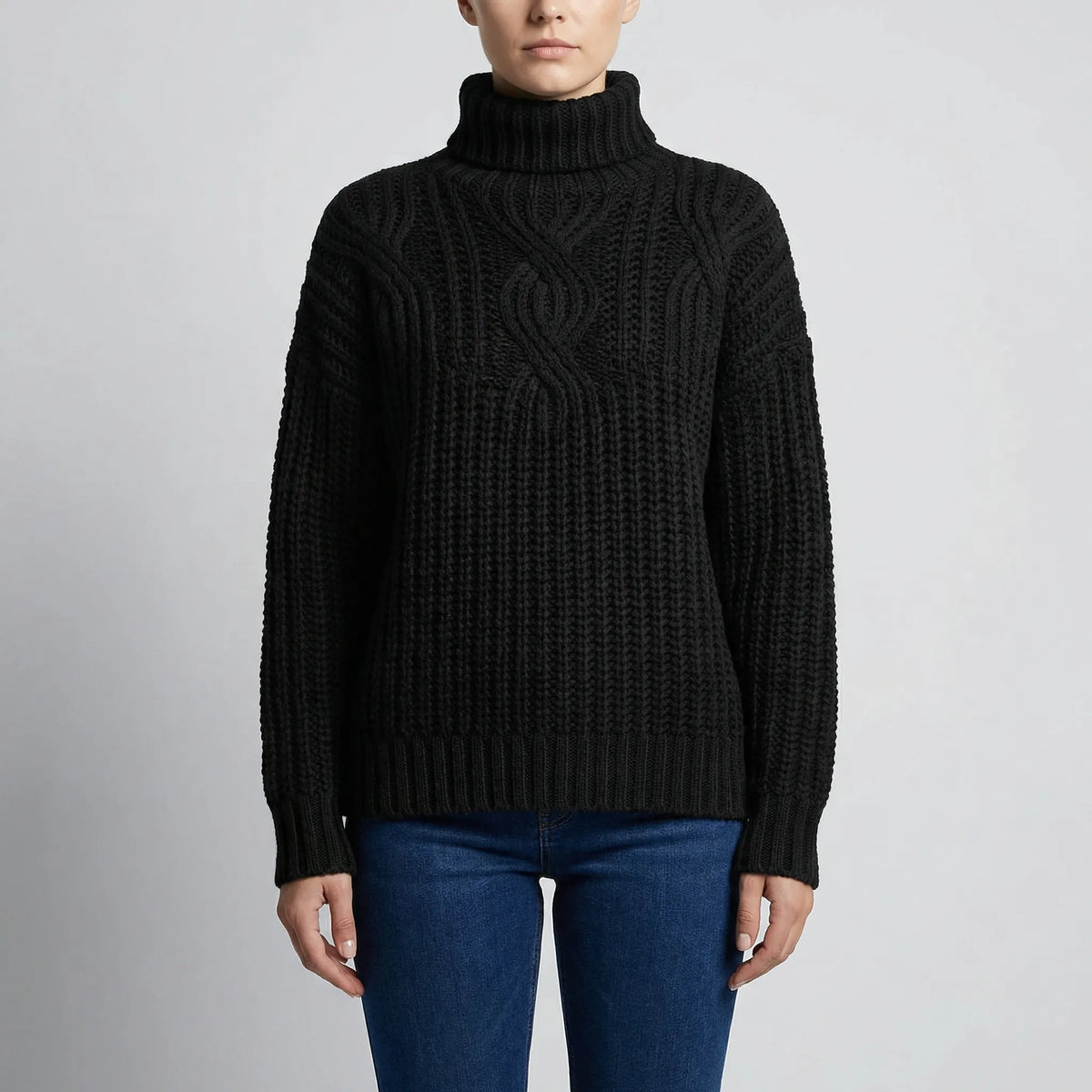 Maglione Pullover a Collo Alto in Maglia per Donne