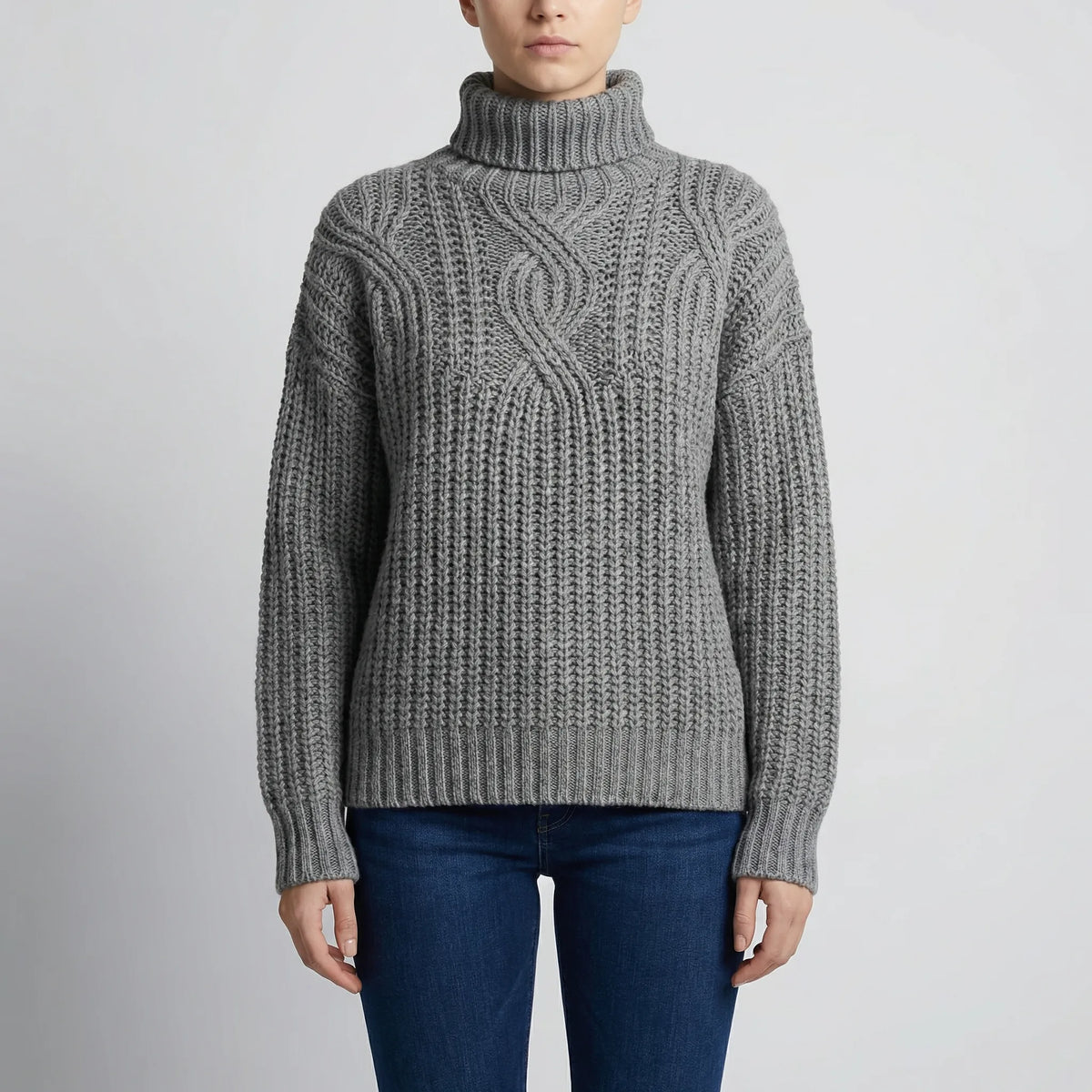 Maglione Pullover a Collo Alto in Maglia per Donne