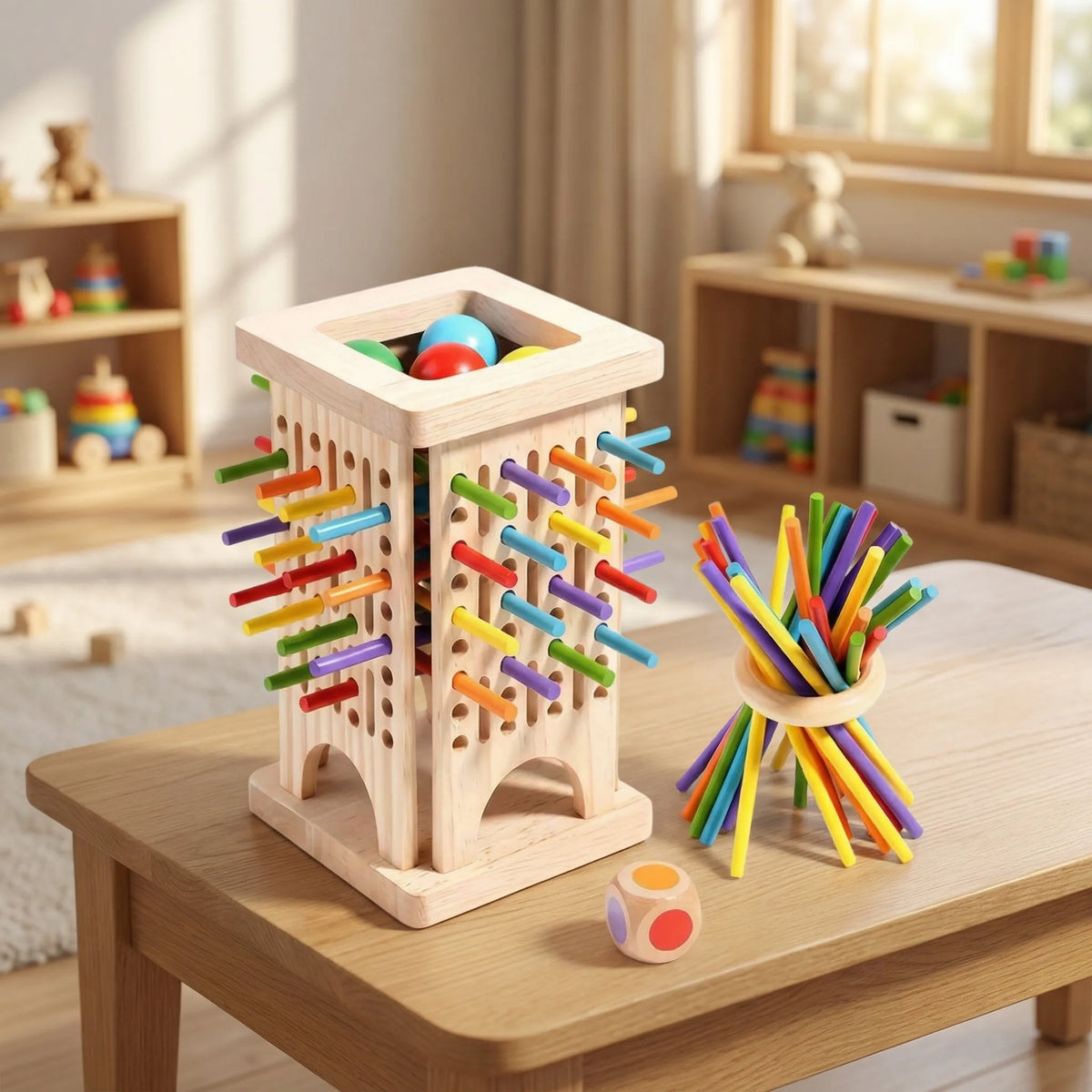 Set di Gioco Torre di Legno 3-In-1