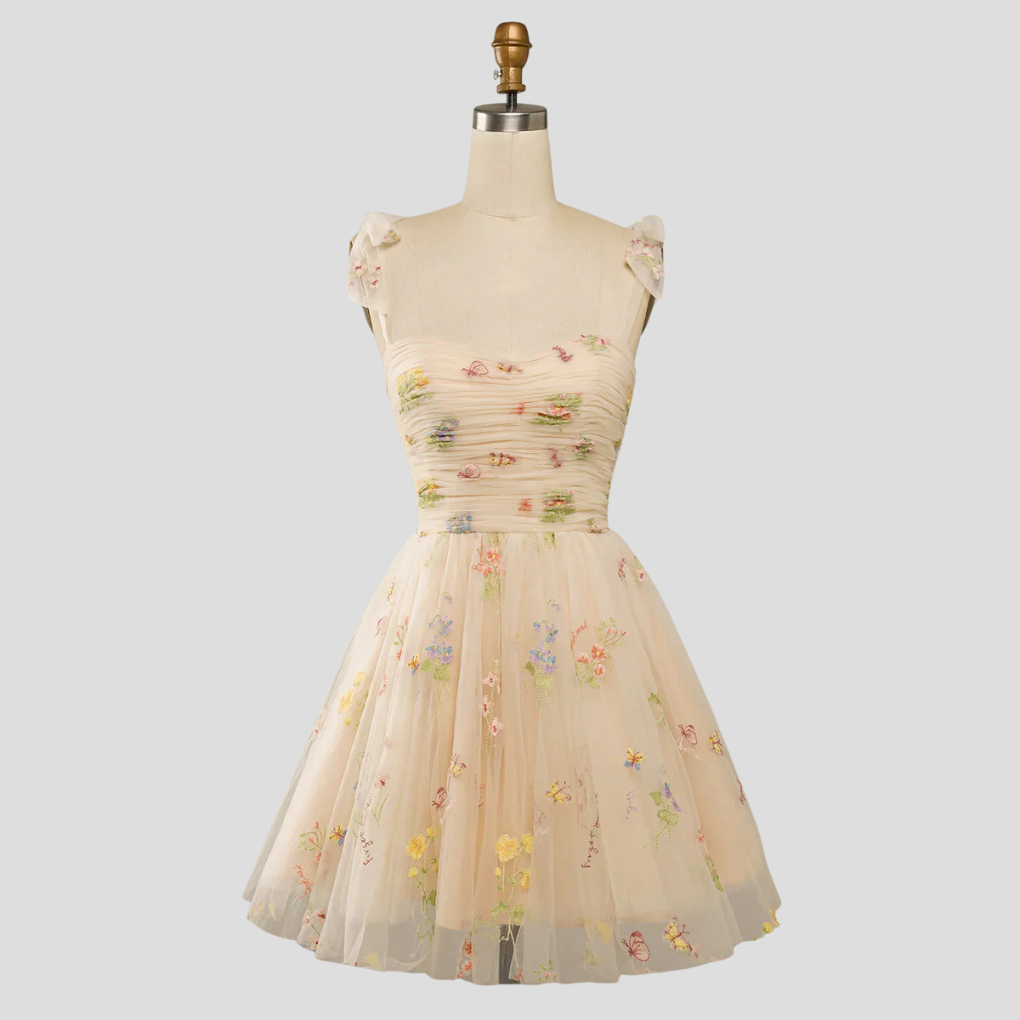Abito da cerimonia in tulle ricamato da donna