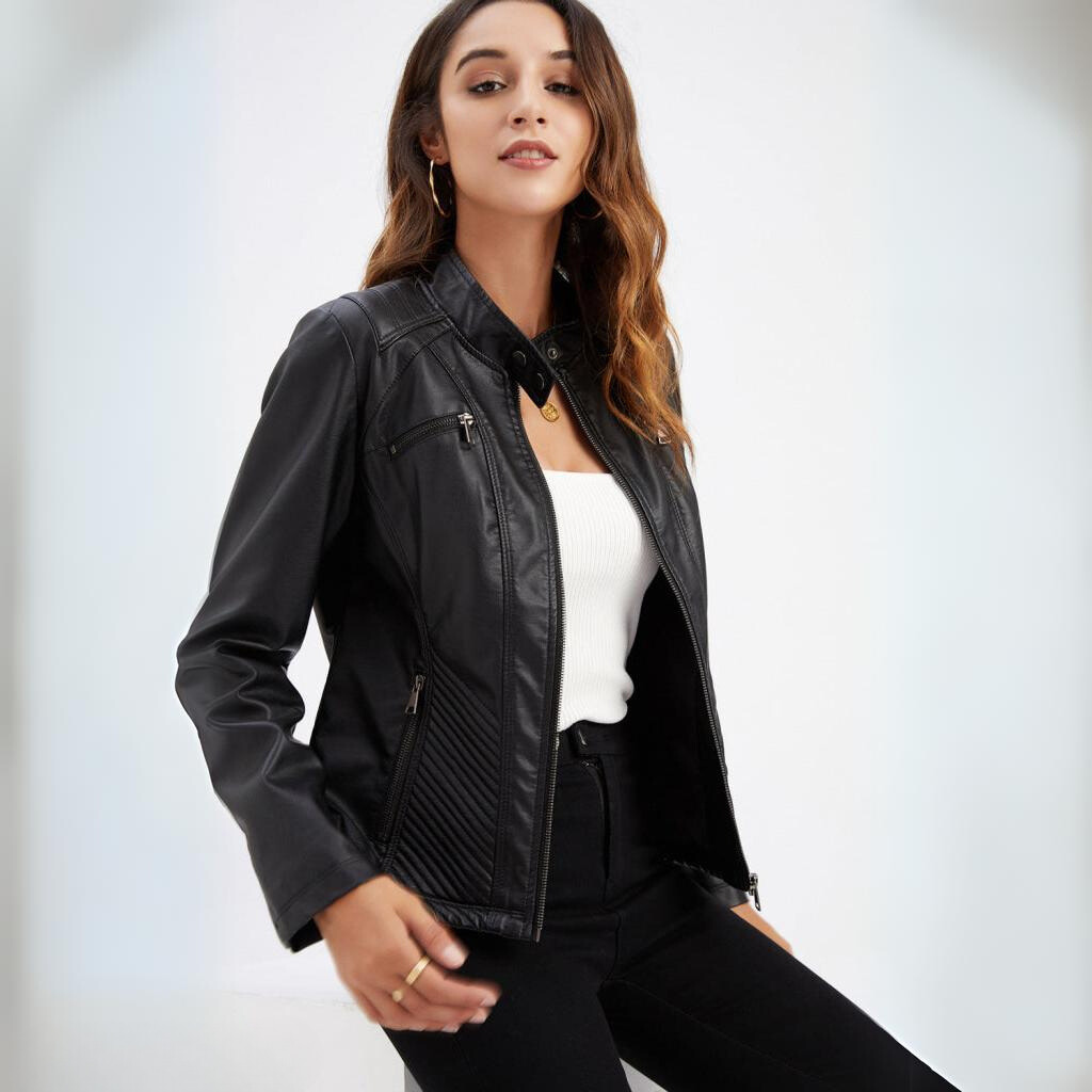 Giacca in pelle slim fit da donna