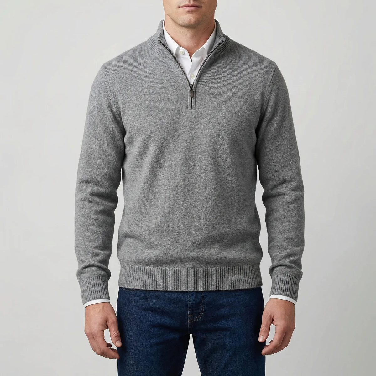 Maglione da uomo a mezza zip con collo alto