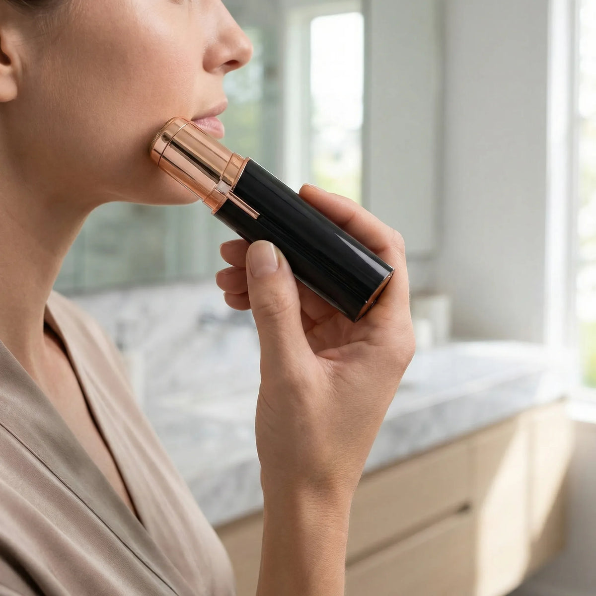 Rasoio elettrico viso da donna compatto con luce integrata