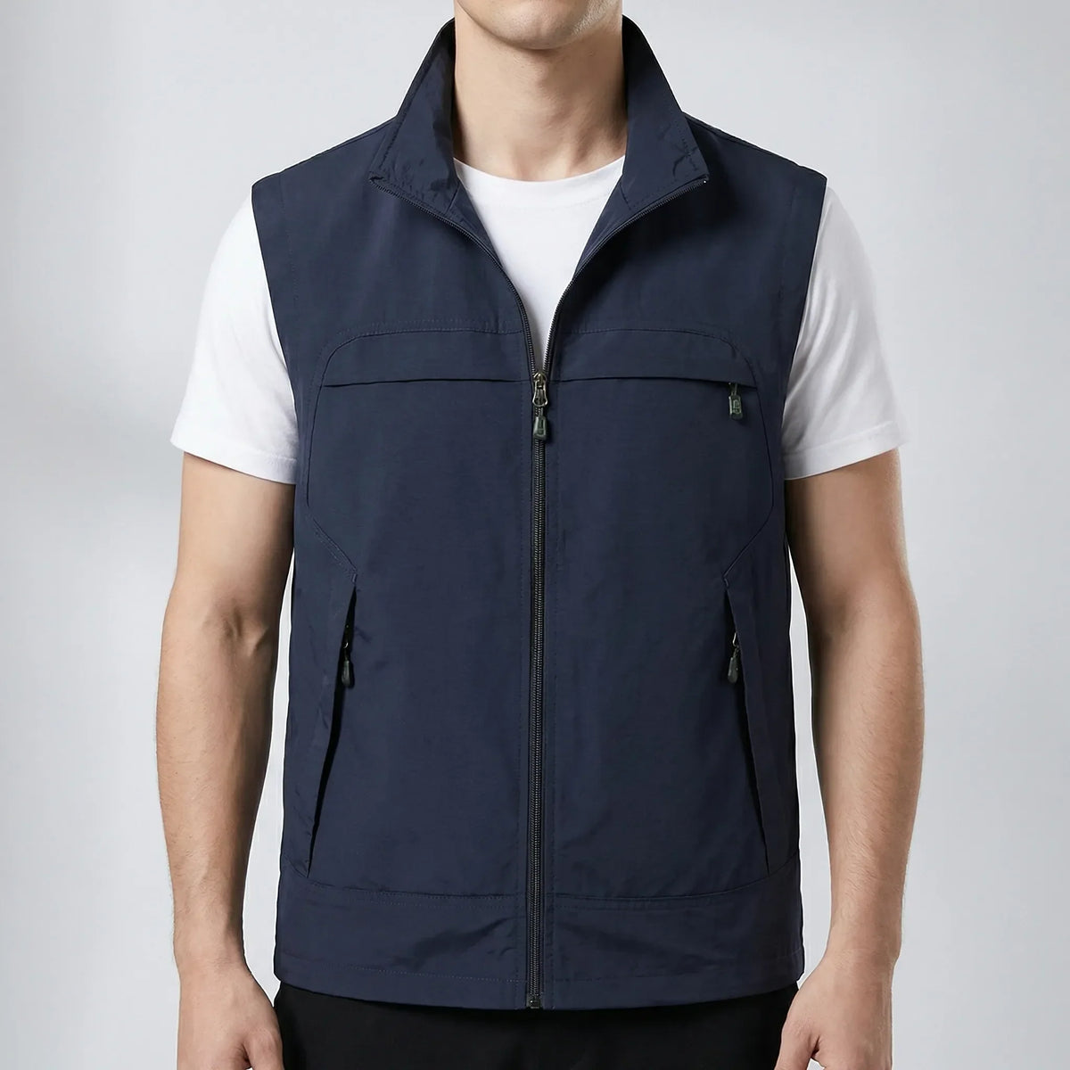 Gilet da Esterno Smanicato con Zip per Uomini