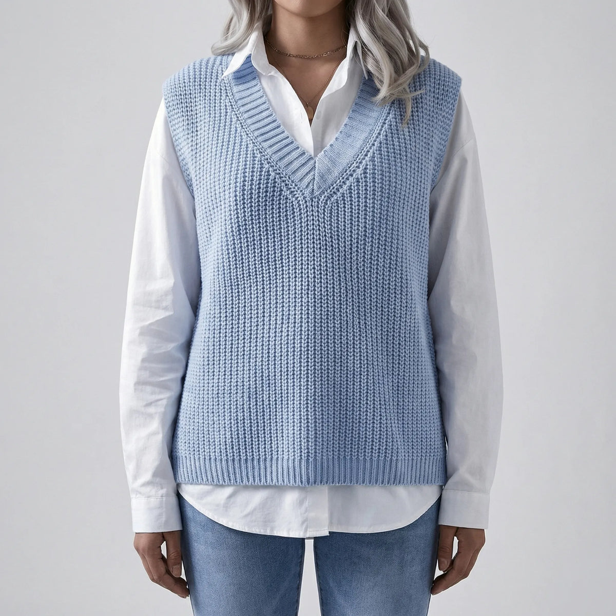 Canotta in Maglia Senza Maniche a V per Donne