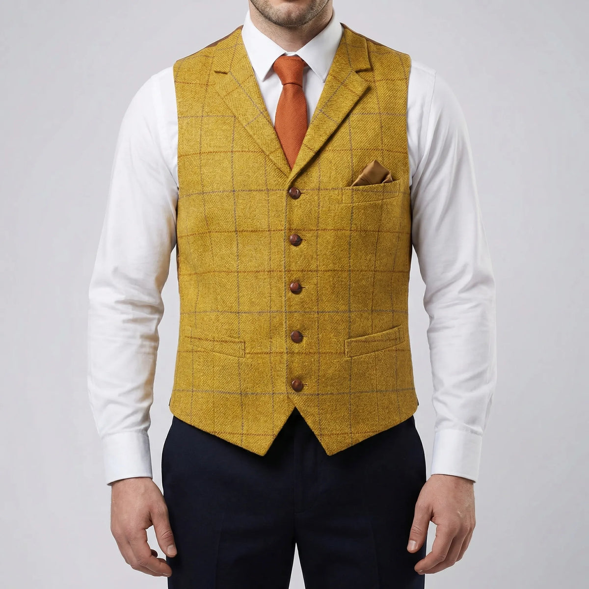 Gilet Vintage con Collo a V e Bottone Frontale