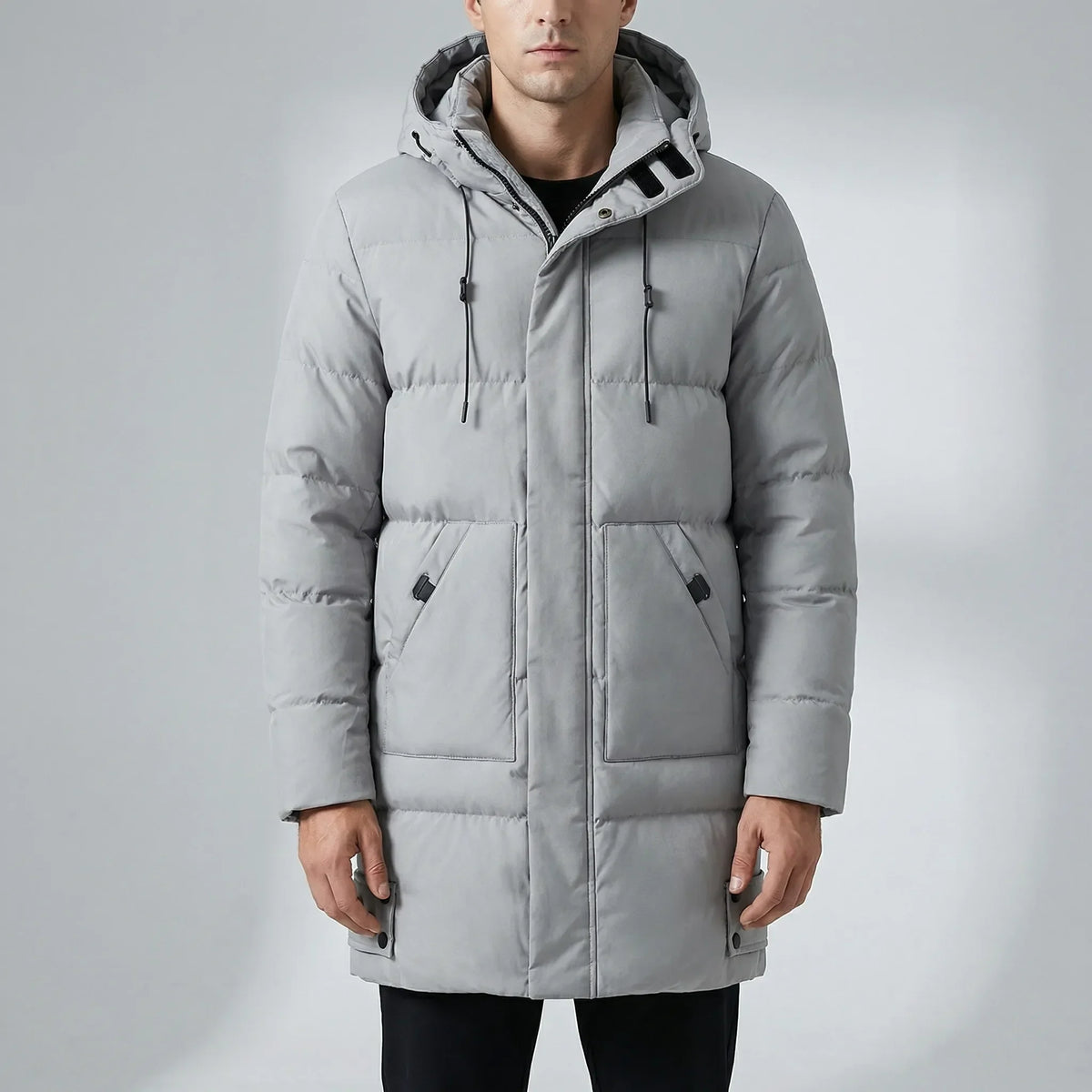 Giacca Puffer Con Cappuccio Lungo Per Uomini