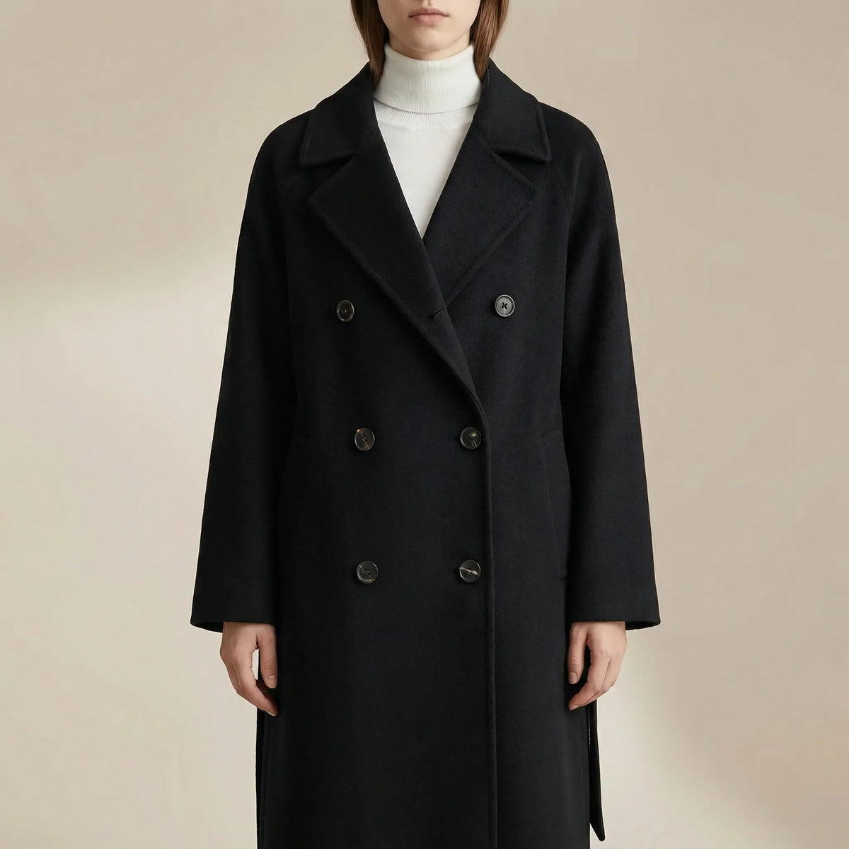 Cappotto da Donna con Bottoni sulla Fronte a Lunghezza Ginocchio